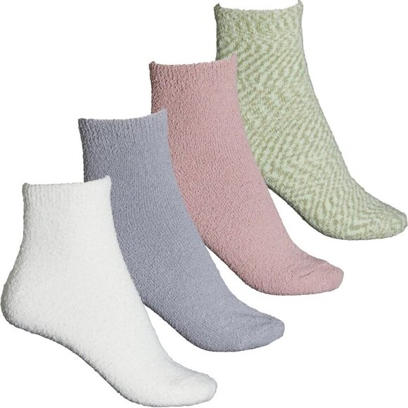 Aspen Winter Colors Aloe Infused Flat Toe Seam Supersoft Quarter Crew Socks-4-Pk - Picture 2 of 4